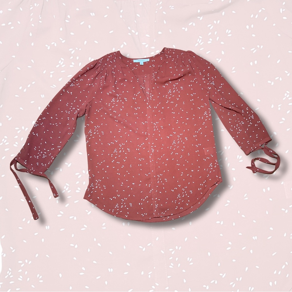 Fun 2 Fun Rust Blouse with White Accents